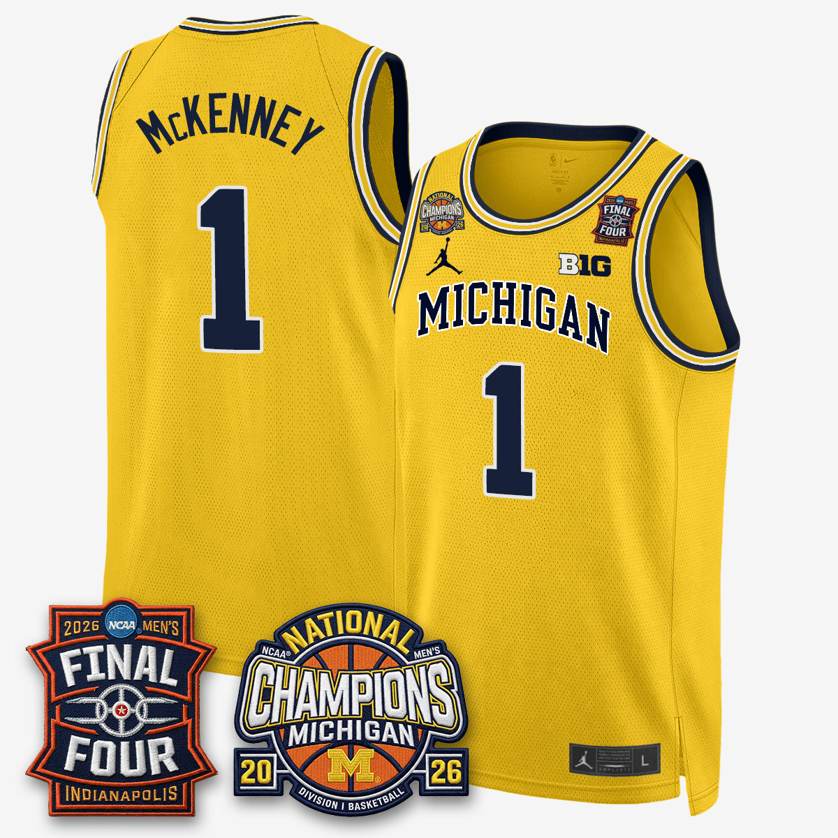 MICH Basketball National Champions Big Text Limited Vapor Jersey - Stitched-NQD