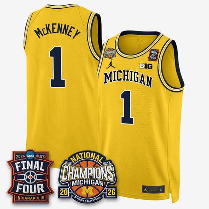 MICH Basketball National Champions Big Text Limited Vapor Jersey - Stitched-NQD