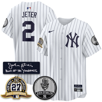 NYY John Sterling Tribute Patch Vapor Premier Limited Jersey - Stitched