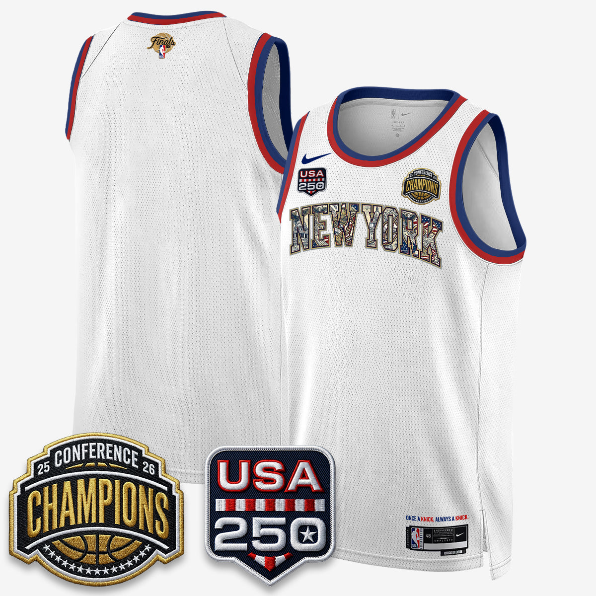 NYK 2026 NBA Eastern Conference Champions x Fourth of July Vapor Jersey - Stitched-NQD