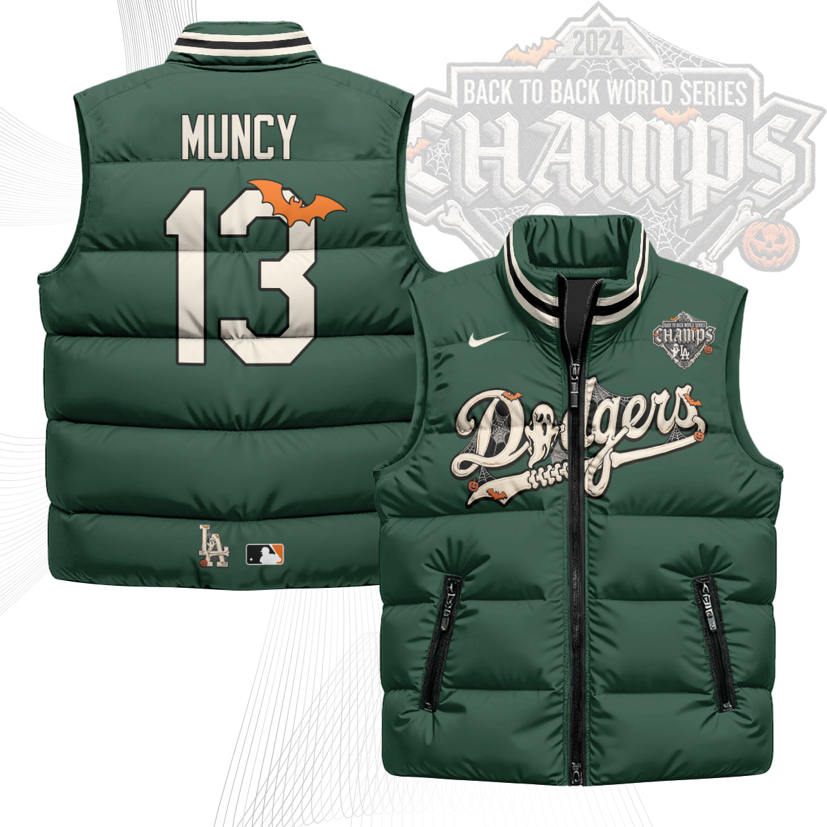 Los Angeles Dodgers Halloween 2026 Unisex Puffer Vest - Printed-NQD