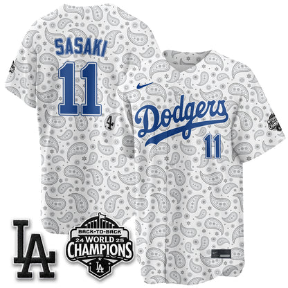 Los Angeles Dodgers Paisley Vapor Jersey - Stitched