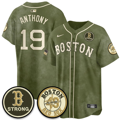 BOS New Era Olive 2026 Armed Forces Day Jersey - Stitched-NQD