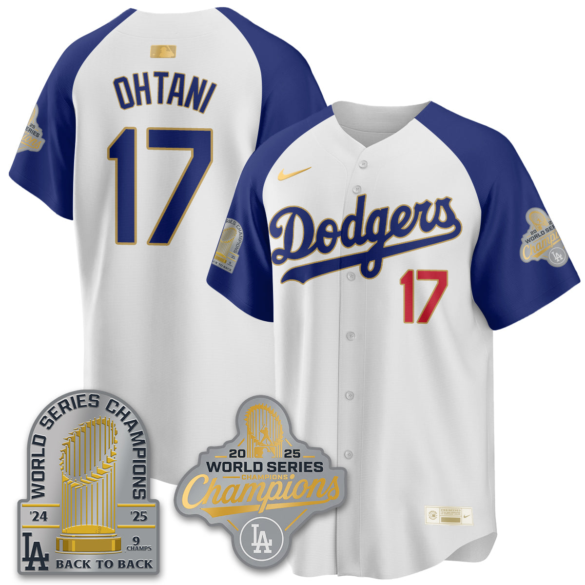 LAD Gold Collection Stadium Vapor Limited Jersey - 9x Champs - All Stitched
