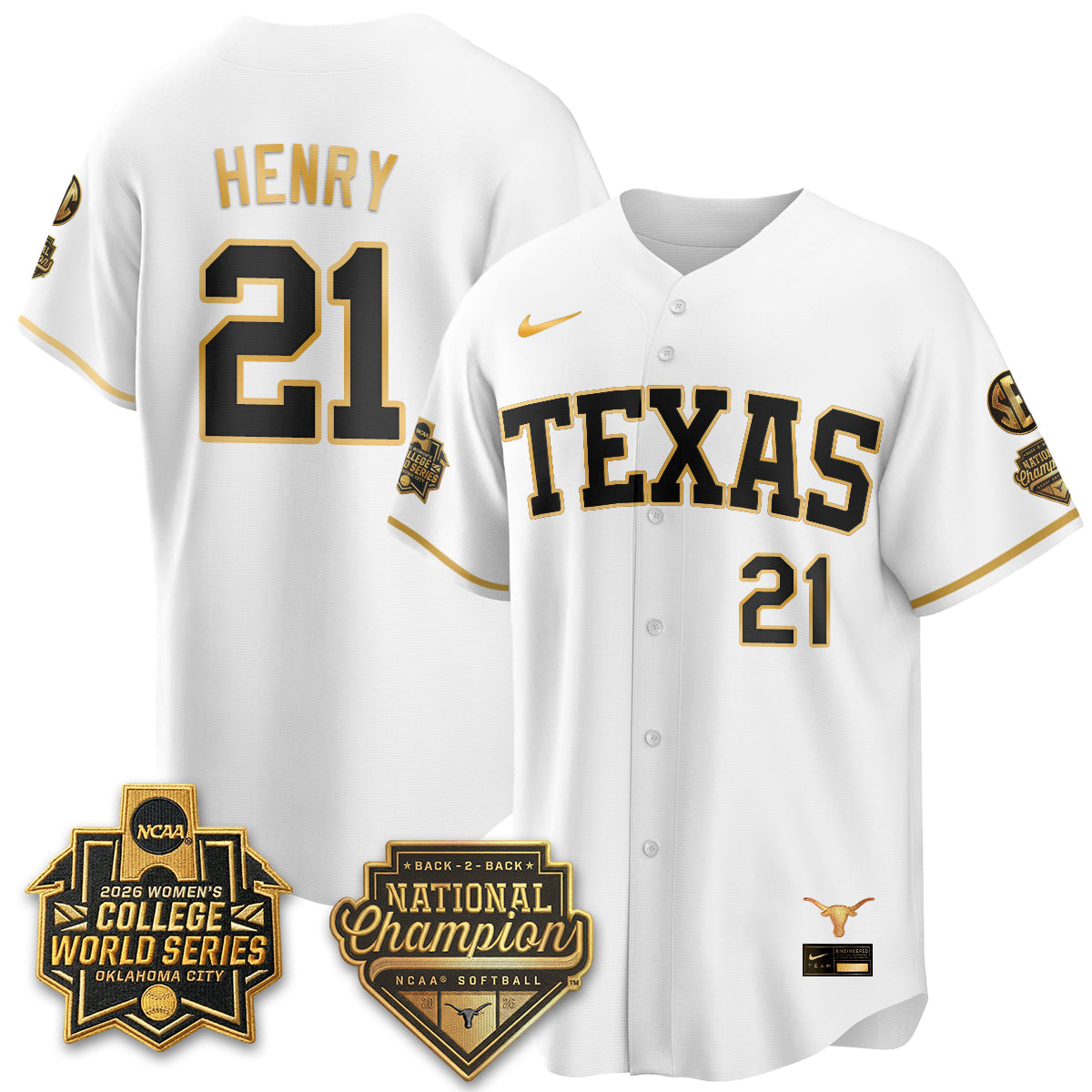 Texas Longhorns Softball 2026 World Series (WCWS) Vapor Premier Limited Jersey - B2B Champs - All Stitched