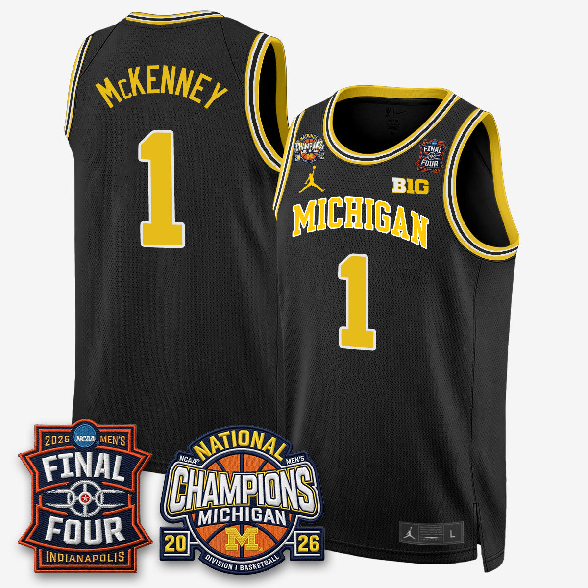 MICH Basketball National Champions Big Text Limited Vapor Jersey - Stitched-NQD