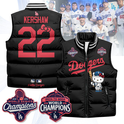 Los Angeles Dodgers Meow KT Edition Unisex Puffer Vest - Printed-NQD