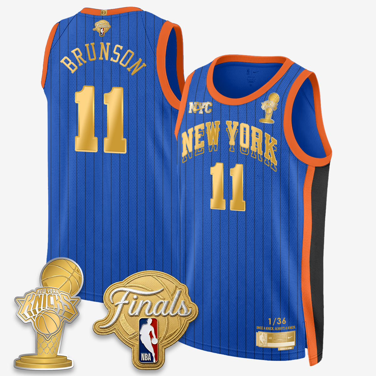 Jalen Brunson NYK 2026 NBA Finals Champions Gold Standard Basketball Jersey - Limited Edition - Stitched