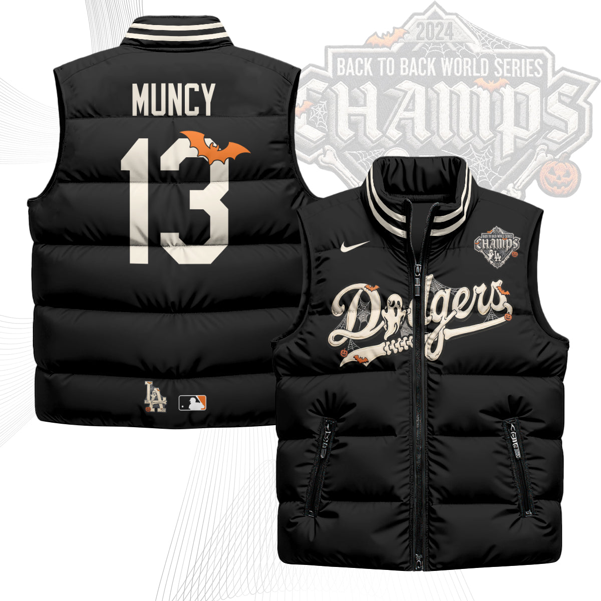 Los Angeles Dodgers Halloween 2026 Unisex Puffer Vest - Printed-NQD