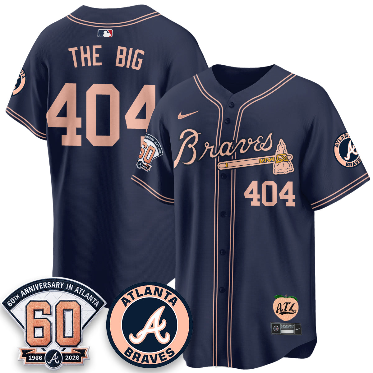 ATL 60th Anniversary Peach Edition Vapor Premier Limited Jersey - All Stitched-DMQ
