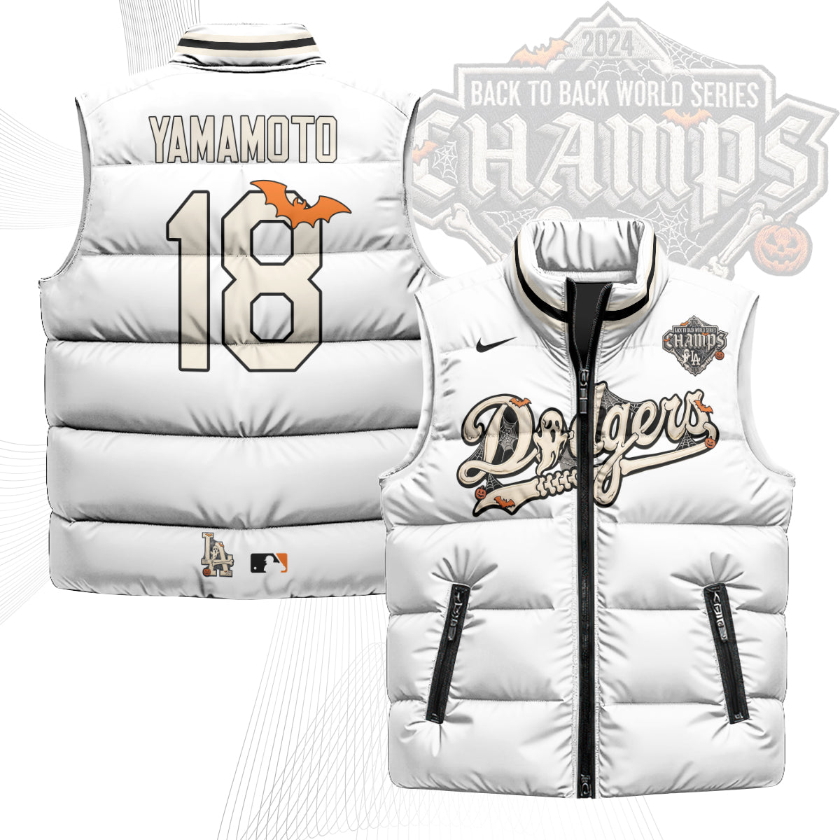 Los Angeles Dodgers Halloween 2026 Unisex Puffer Vest - Printed-NQD