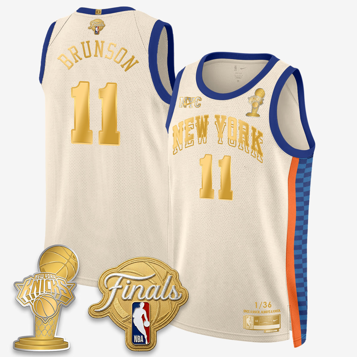Jalen Brunson NYK 2026 NBA Finals Champions Gold Standard Basketball Jersey - Limited Edition - Stitched