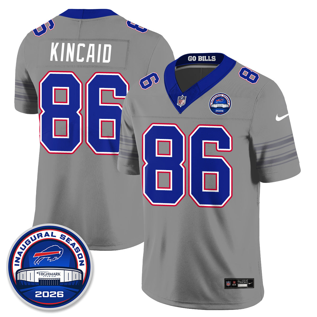 BUF Gray Nickel City Vapor Jersey - Stitched