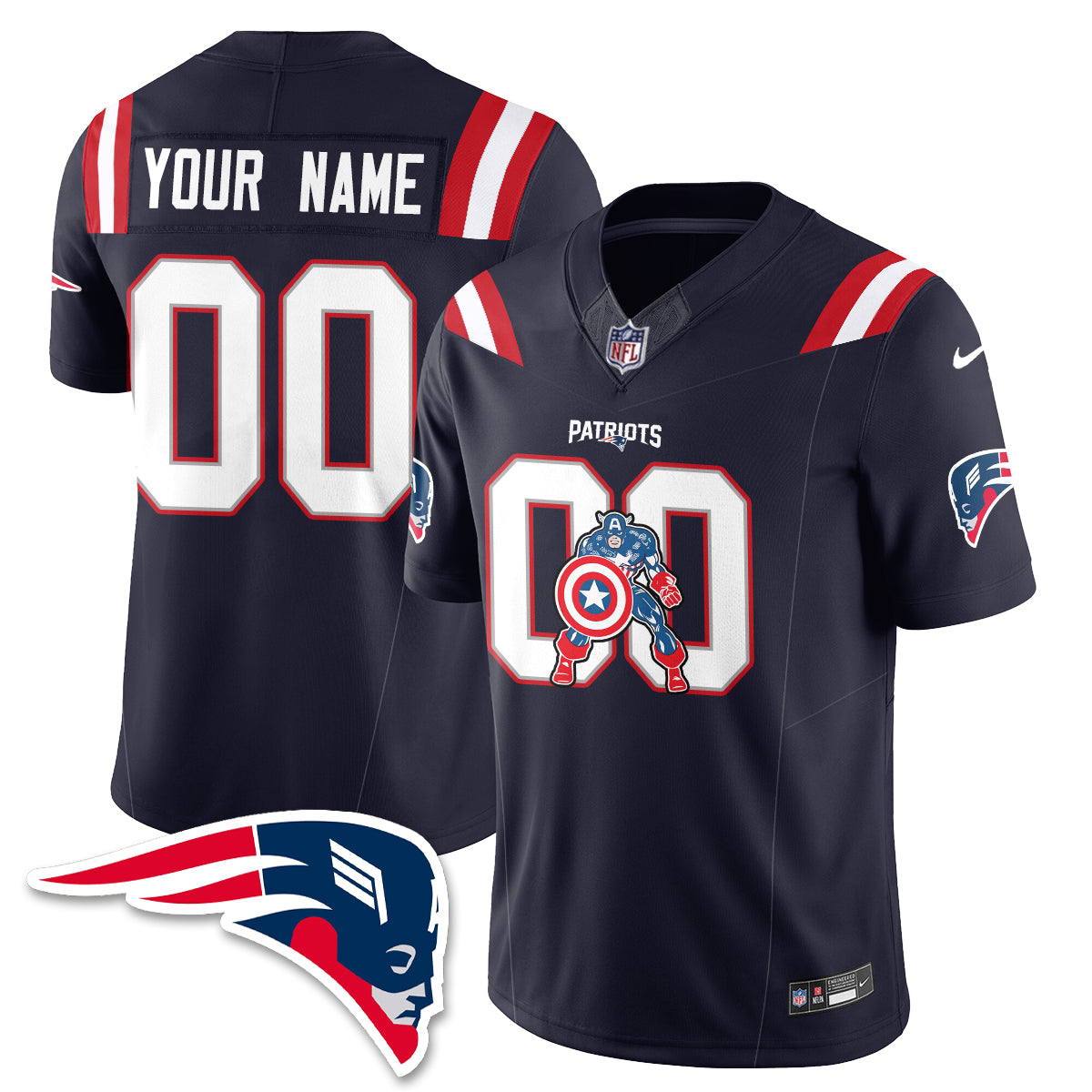 New England Patriots x Vibranium Shield Edition Vapor Custom Jersey - Stitched