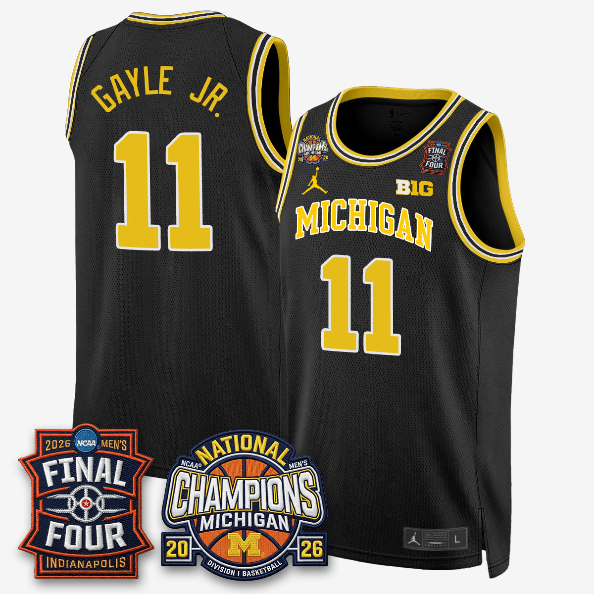 MICH Basketball National Champions Big Text Limited Vapor Jersey - Stitched-NQD