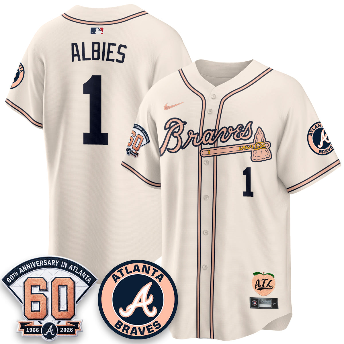 ATL 60th Anniversary Peach Edition Vapor Premier Limited Jersey - All Stitched-DMQ
