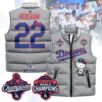 Los Angeles Dodgers Meow KT Edition Unisex Puffer Vest - Printed-NQD