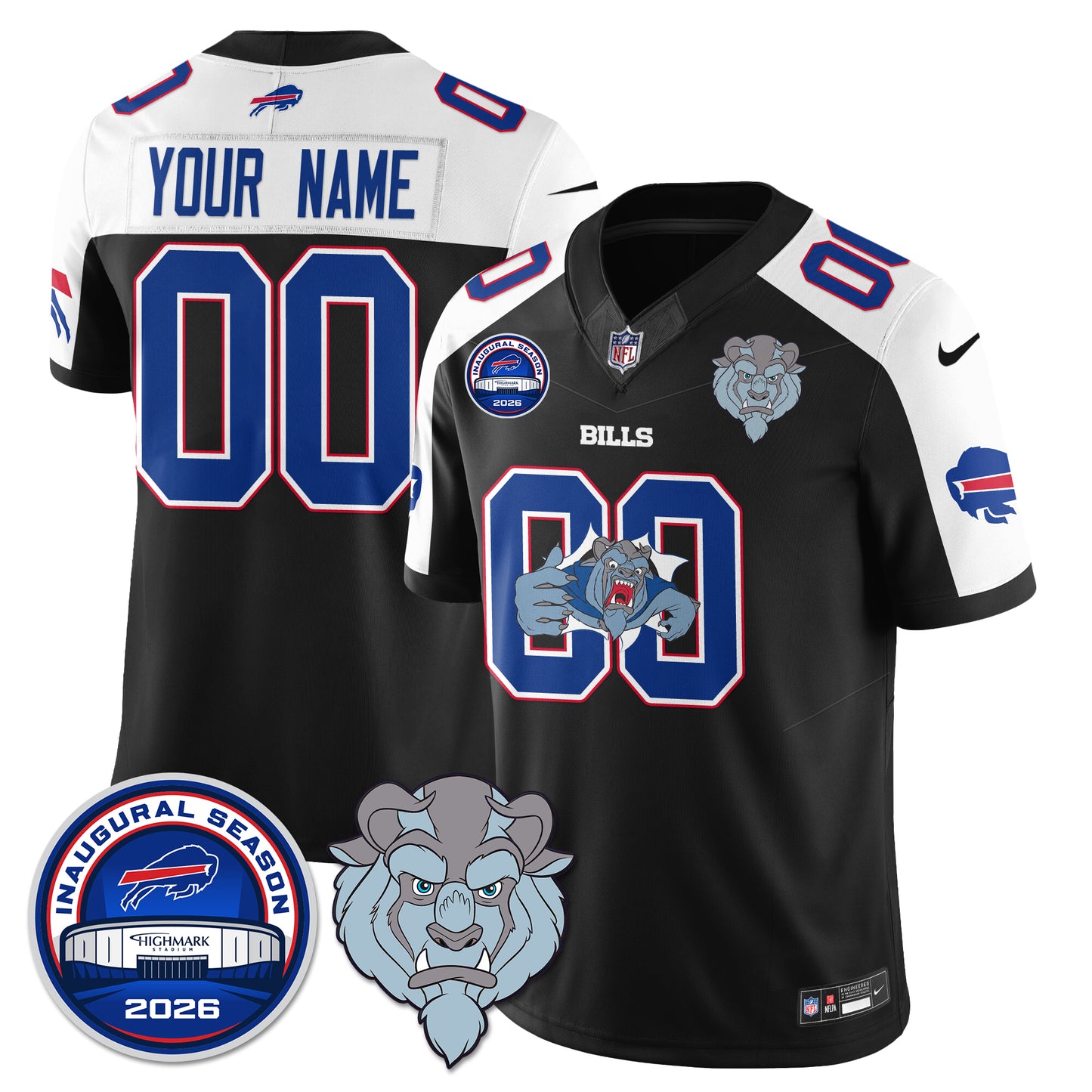 Buffalo Bills x Hairy Blue Beast Edition Vapor Custom Jersey - Stitched