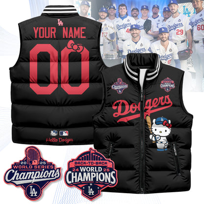 Los Angeles Dodgers Meow KT Edition Unisex Custom Puffer Vest - Printed-NQD