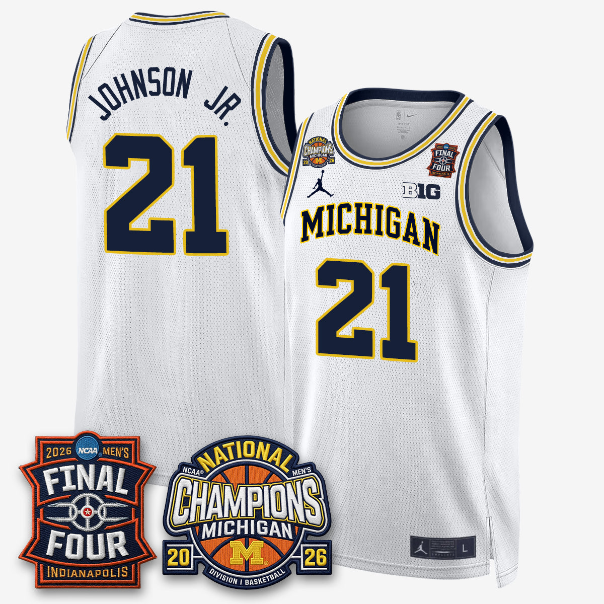 MICH Basketball National Champions Big Text Limited Vapor Jersey - Stitched-NQD