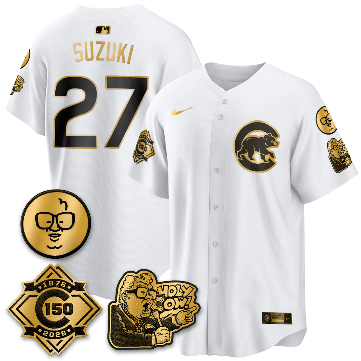 CHC 150th Anniversary Harry Caray Holy Cow Vapor Premier Limited Jersey - All Stitched V3