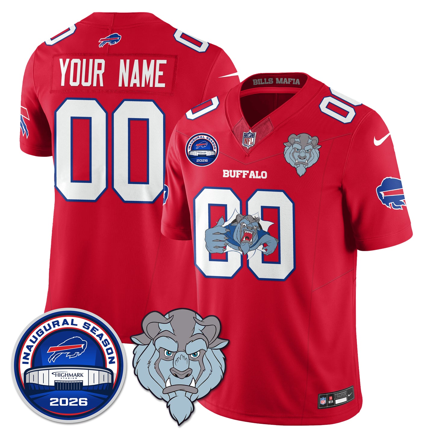 Buffalo Bills x Hairy Blue Beast Edition Vapor Jersey - Stitched