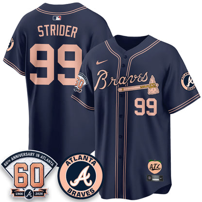 ATL 60th Anniversary Peach Edition Vapor Premier Limited Jersey - All Stitched-DMQ