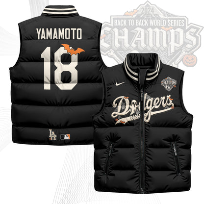 Los Angeles Dodgers Halloween 2026 Unisex Puffer Vest - Printed-NQD