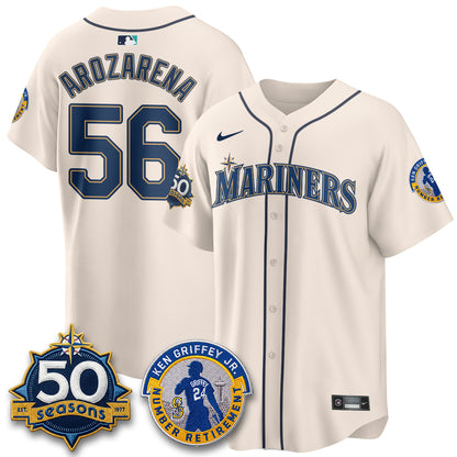 SEA Ken Griffey Jr. Patch Vapor Premier Limited Jersey - All Stitched