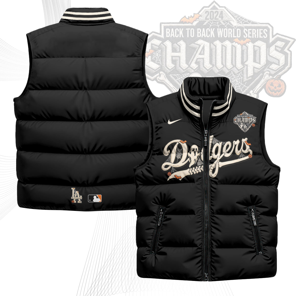 Los Angeles Dodgers Halloween 2026 Unisex Puffer Vest - Printed-NQD