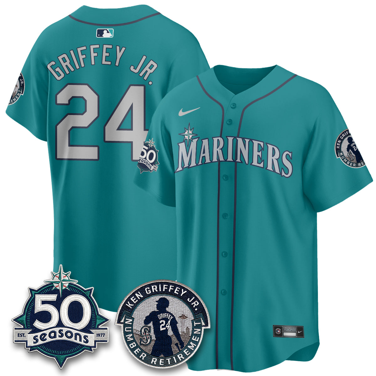 SEA Ken Griffey Jr. Patch Vapor Premier Limited Jersey - All Stitched