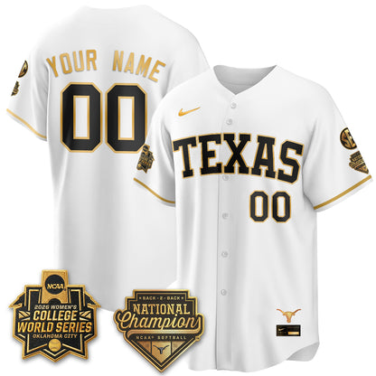 Texas Longhorns Softball 2026 World Series (WCWS) Vapor Premier Limited Custom Jersey - B2B Champs - All Stitched
