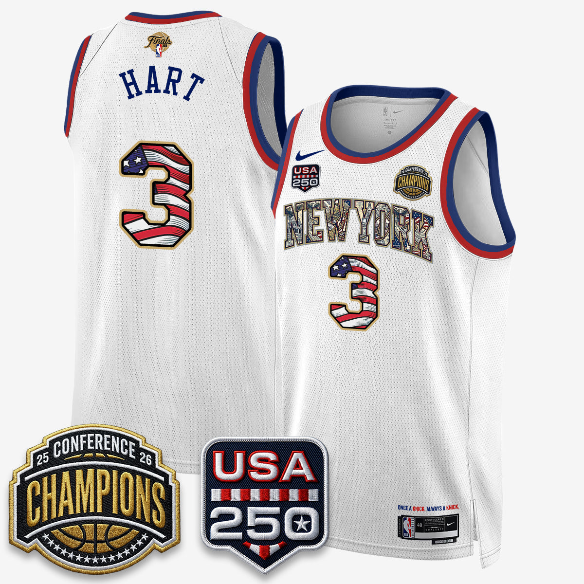 NYK 2026 NBA Eastern Conference Champions x Fourth of July Vapor Jersey - Stitched-NQD