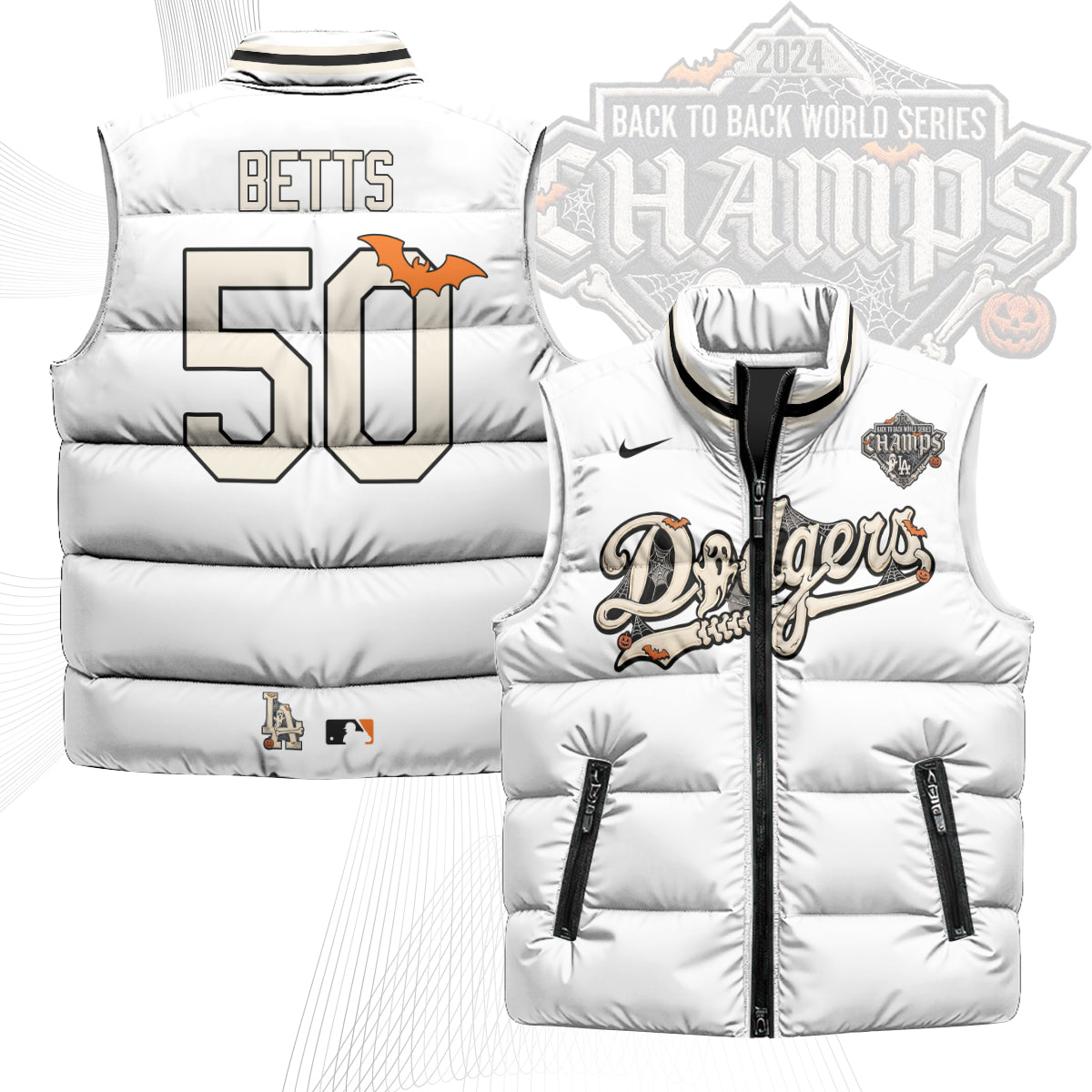 Los Angeles Dodgers Halloween 2026 Unisex Puffer Vest - Printed-NQD
