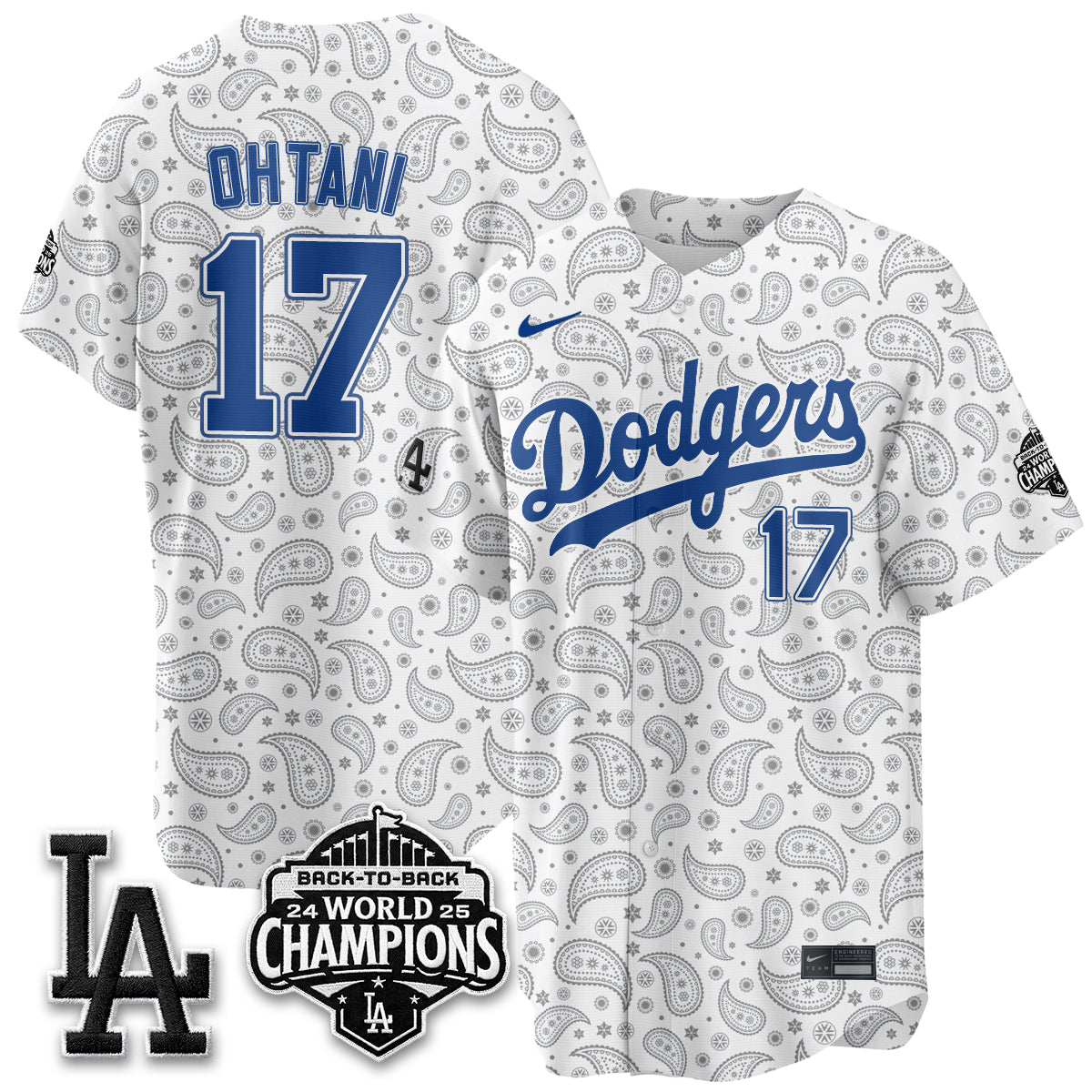 Los Angeles Dodgers Paisley Vapor Jersey - Stitched