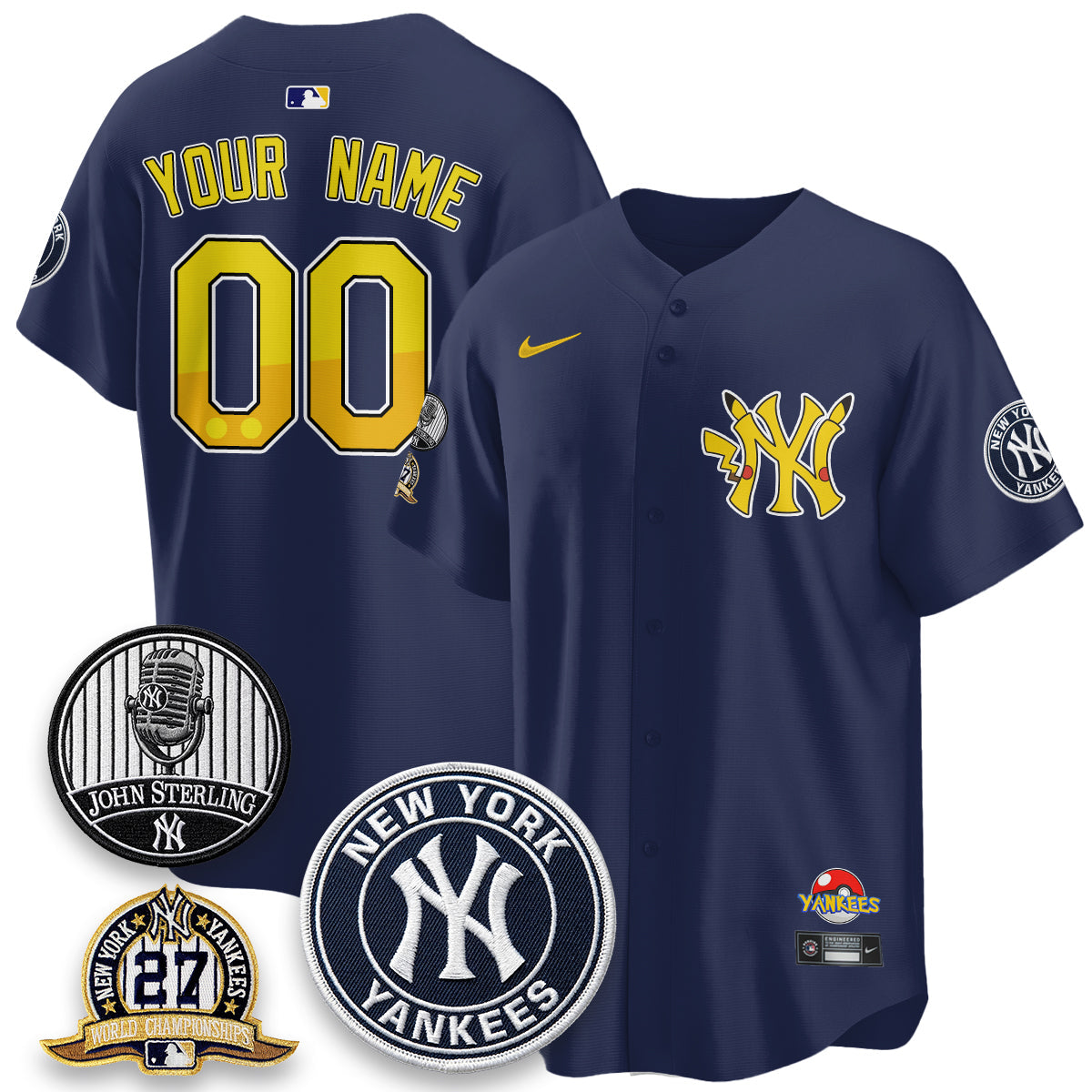 NYY x PKM Cartoon Limited Custom Jersey -  Stitched-NQD
