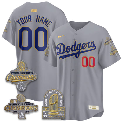 LAD Gold Collection Stadium Vapor Limited Custom Jersey - Back to Back 9x Champs - All Stitched