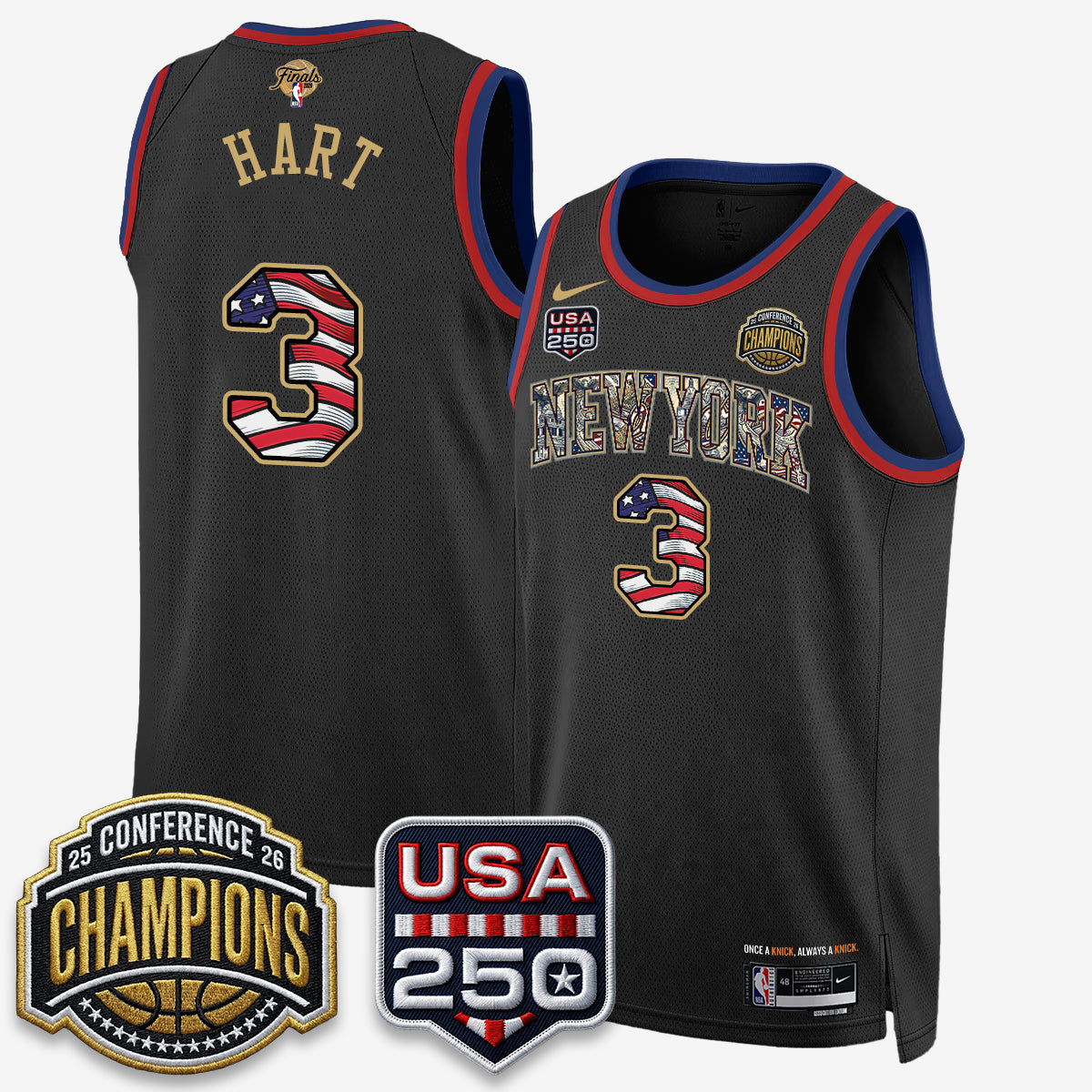 NYK 2026 NBA Eastern Conference Champions x Fourth of July Vapor Jersey - Stitched-NQD