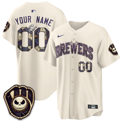 Milwaukee Brewers Nightmare Edition Vapor Custom Jersey - Printed-NQD