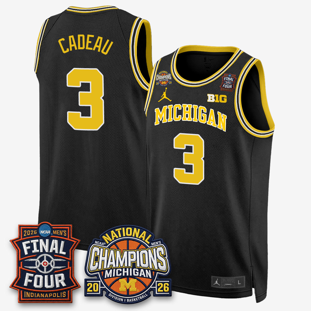 MICH Basketball National Champions Big Text Limited Vapor Jersey - Stitched-NQD