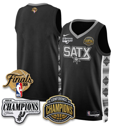 SAS 2026 NBA Western Conference Champions Vapor Jersey - Stitched-NQD