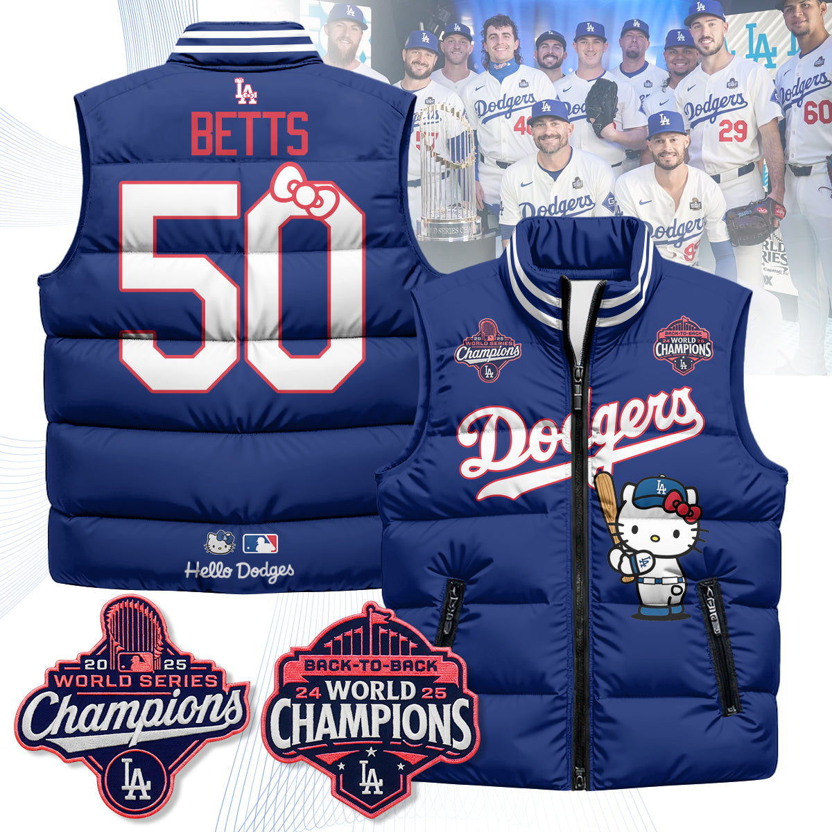 Los Angeles Dodgers Meow KT Edition Unisex Puffer Vest - Printed-NQD
