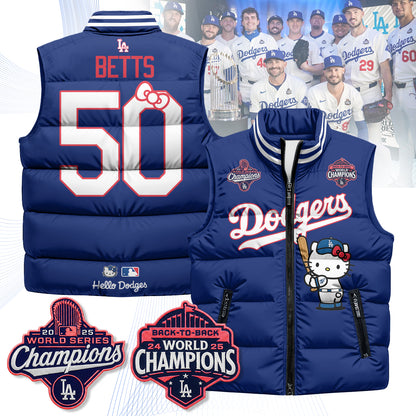Los Angeles Dodgers Meow KT Edition Unisex Puffer Vest - Printed-NQD