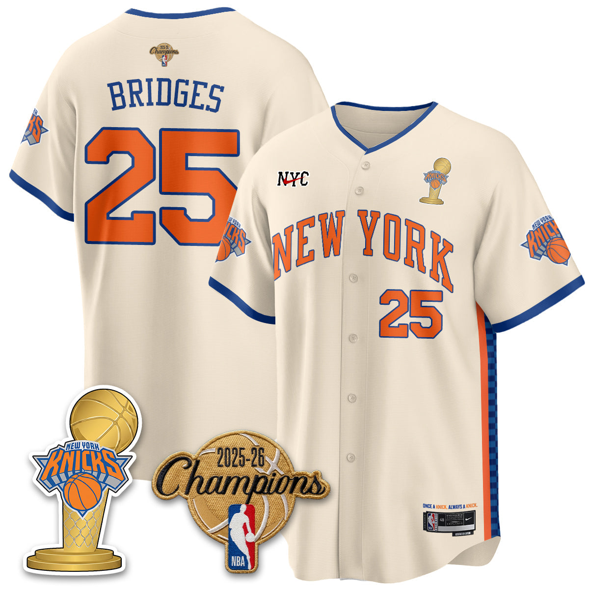 NYK 2026 NBA Champions Vapor Jersey - Stitched1-NQD