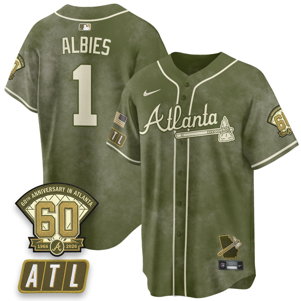 ATL New Era Olive 2026 Armed Forces Day Vapor Limited Jersey - Stitched-NQD