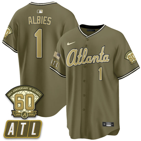 ATL New Era Olive 2026 Armed Forces Day Vapor Limited Jersey - All Stitched