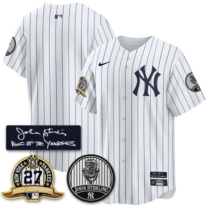 NYY John Sterling Tribute Patch Vapor Premier Limited Jersey - Stitched