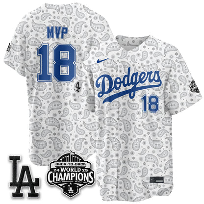 Los Angeles Dodgers Paisley Vapor Jersey - Stitched