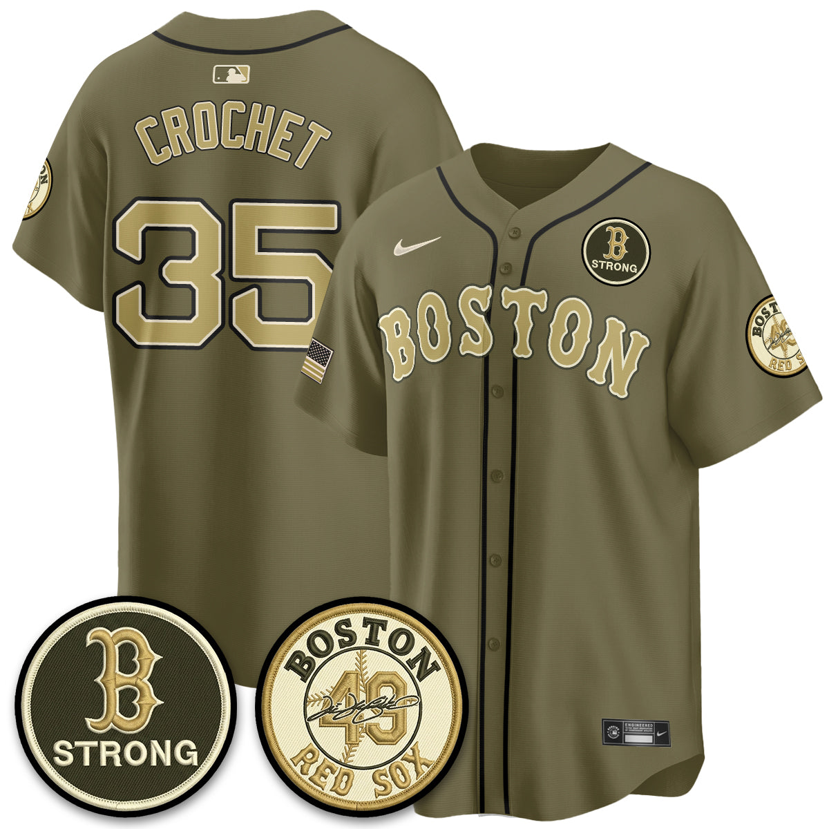 BOS New Era Olive 2026 Armed Forces Day Jersey - Stitched-NQD
