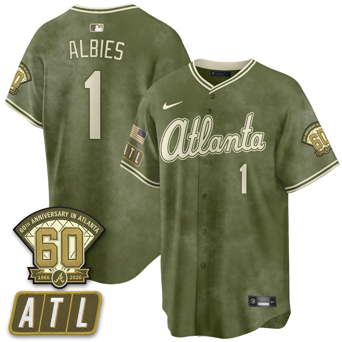 ATL New Era Olive 2026 Armed Forces Day Vapor Limited Jersey - Stitched-NQD